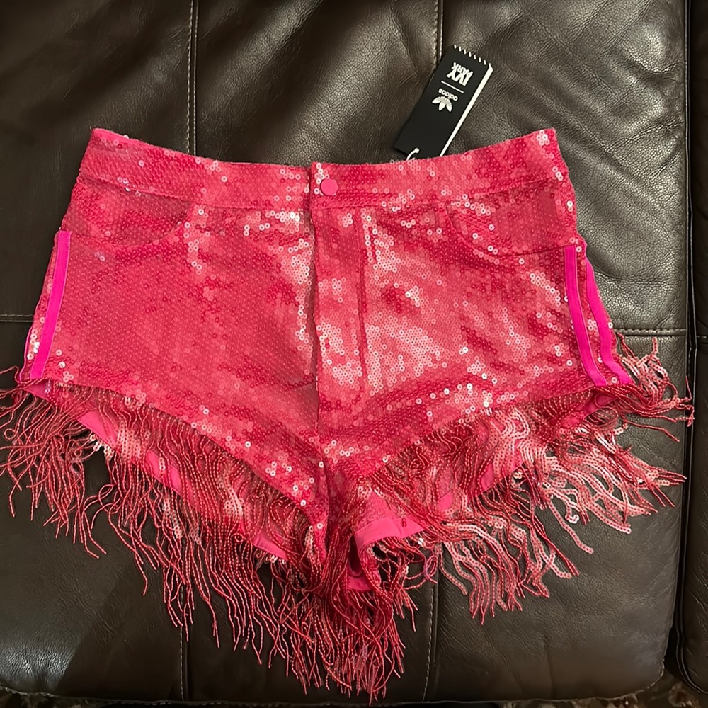 Ivy Park Pink sequin shorts with tassels